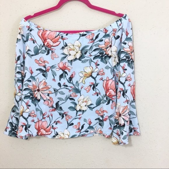 Altar'd State Tops - Altar’d State Floral Off the Shoulder Top Blue M